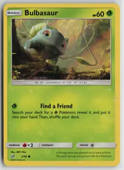 Pokemon Bulbasaur (Holo Common) 1/18 Detective Pikachu Common card MP - Image 1