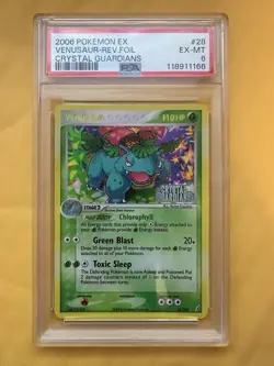 Pokemon 2006 EX Crystal Guardians Reverse Foil #28 Venusaur PSA 6 - Image 1