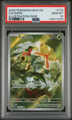 2023 POKEMON SV 151 - MEW EN #172/165 CATERPIE ILLUSTRATION RARE PSA 10 - Image 1