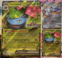 Venusaur ex & Blastoise ex Sv07: Stellar Crown Holo Stamp 3 promos w Jumbo card - Image 1