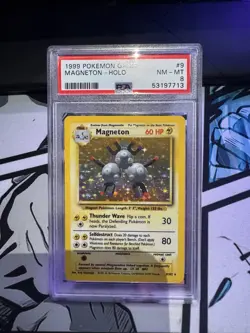 1999 Pokemon Magneton Holo Card #9 PSA Graded NM-MT 8 - Image 1