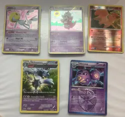 Pokemon TCG Card Lot Of 5 Mixed LP Cards Includes Holo, Reverse & Common - Image 1