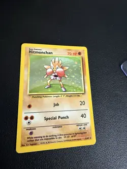 Pokemon TCG Hitmonchan Base Set Holo Unlimited Rare Card 7/102 - Image 1