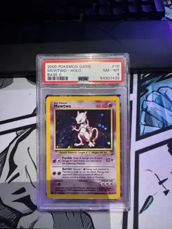 2000 Pokemon Game Mewtwo Holo #10 PSA 8 Base Set 2 Card - Image 1