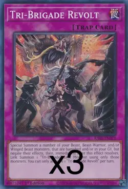 3X Yugioh Tri-Brigade Revolt RA01-EN079 Secret Rare 1st Edition NM - Image 1