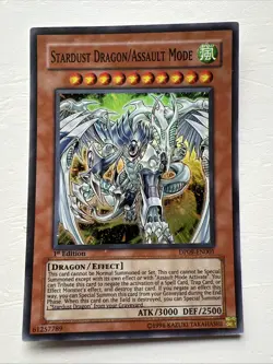 Yugioh! Stardust Dragon/Assault Mode DPCT-EN001 Rare 1st Edition - Image 1