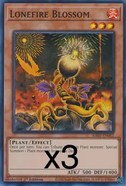 3X Yugioh Lonefire Blossom RA01-EN002 Secret Rare 1st Edition NM - Image 1