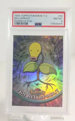 Bellsprout Topps Chrome Pokemon 1999 Rainbow Holo PSA 8 Card - Image 1