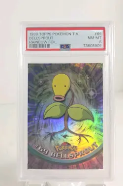 Bellsprout Topps Chrome Pokemon 1999 Rainbow Holo PSA 8 Card - Image 3