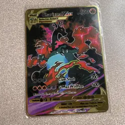 Charizard Shiny VMAX Pokemon Card Rainbow HOLO 1st Metal M11 - Fan Art Gold Card - Image 2