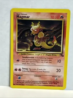 Pokemon TCG Magmar Fossil 39, Regular Unlimited Uncommon Card Vintage LP - Image 1