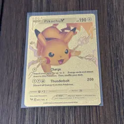 Pikachu V Gold Foil Fan Art Textured Collector Pokemon Card HP190 043/185 - Image 1