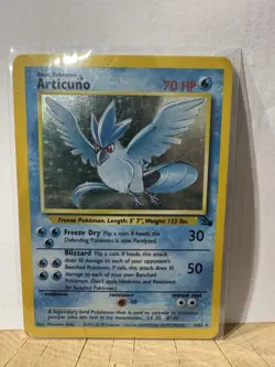 Pokemon Articuno Holo Card 2/62 Fossil Unlimited Edition, Heavily Played - Image 1