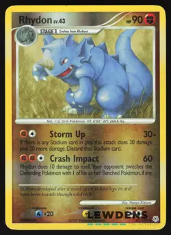 Rhydon - 60/130 - Uncommon Reverse Holo - Diamond & Pearl Base - Pokemon Card - Image 1