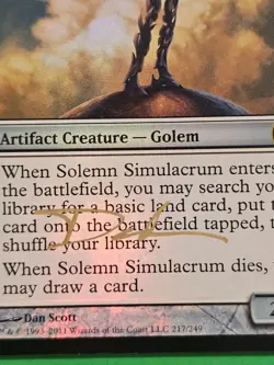 MTG - Solemn Simulacrum (Core Set 2012) FOIL SIGNED by Dan Scott - Image 2