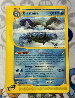Pokemon Expedition Base Set: Blastoise 037/165 Non-Holo Rare - Near Mint! - Image 1