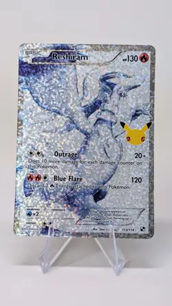 Pokemon TCG Reshiram Full Art Holo Card 113/114 Celebrations Classic Collection - Image 1