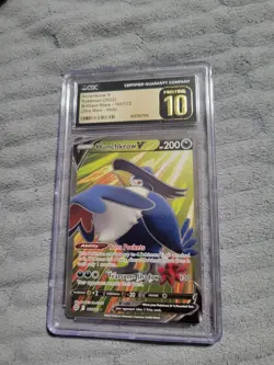 CGC 10 Pristine 2022 Pokemon Honchkrow V Brilliant Stars 161/172 Card (RARE) - Image 1