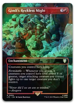 Gimli's Reckless Might (Borderless) #494 (Foil) NM Lord of the Rings Magic MTG - Image 1