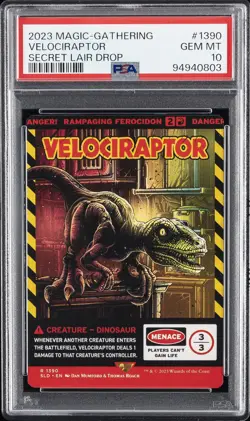 2023 MTG SECRET LAIR DROP #1390 VELOCIRAPTOR PSA 10 - Image 1