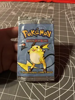 Vintage 1999 Pokemon TCG Base Set 2 Raichu Empty Booster Pack Wrapper - Image 1