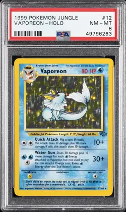1999 POKEMON JUNGLE #12 VAPOREON-HOLO PSA 8 - Image 1