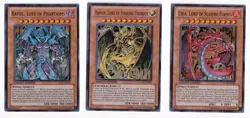Yugioh Sacred Beast God 3 Card Set ULTRA RARE Raviel Hamon Uria LC02 NM - Image 1