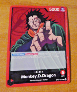 ONE PIECE ENGLISH CARD GAME CARTE MONKEY D. DRAGON OP07-001 L EN JCC NM - Image 1