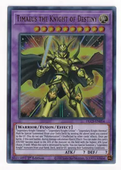Yugioh Timaeus The Knight Of Destiny DLCS-EN054 Ultra Rare 1st Edition Gold - Image 1