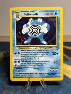 Poliwrath 15/130 Base Set 2 Holo Rare Vintage Pokemon Card MP SWIRL - Image 1