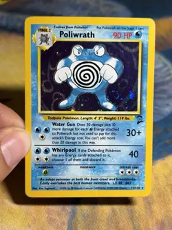 Poliwrath 15/130 Base Set 2 Holo Rare Vintage Pokemon Card MP SWIRL - Image 3