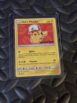Pokemon TCG Black Star Promo Ash's Pikachu SM109 Card Near Mint - Image 1