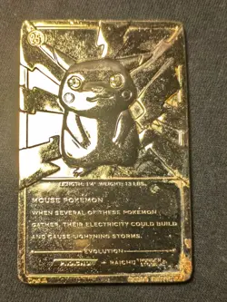 Pokemon Pikachu Gold Plated Trading Card 1999 Nintendo - Image 3