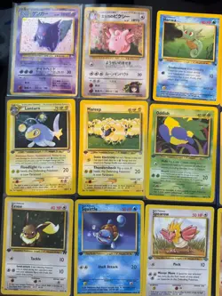 pokemon first ed vintage mixed lot with fossil holo gengar and erika's clefable - Image 1
