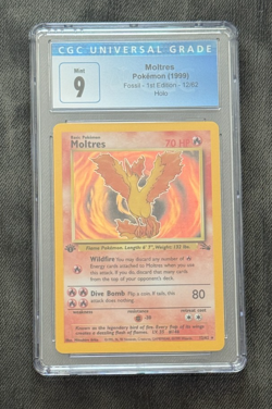 Pokemon Card 1st Edition Moltres 12/62 Holo Rare Fossil WOTC CGC 9 MINT - Image 1