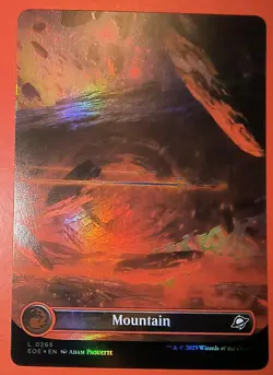 MTG, EDGE OF ETERNITIES. * MOUNTAIN* #0265, GALAXY FOIL FINISH, EOE ART - Image 1