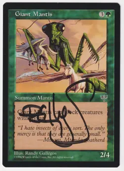 Signed Giant Mantis Proof NM Mirage Artist Randy Gallegos 1996 WOTC MTG Magic AP - Image 1