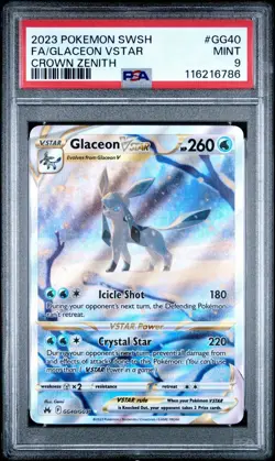 2023 POKEMON SWORD AND SHIELD CROWN ZENITH GG40 FULL ART/GLACEON VSTAR PSA 9 - Image 1