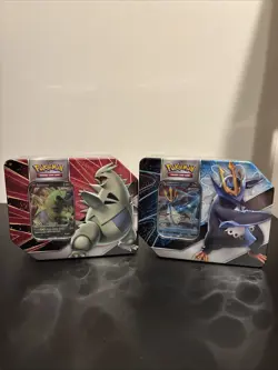 LOT Of 2 - Pokemon TCG Tyranitar V And Empoleon V Strikers Tins 2021 - Image 1