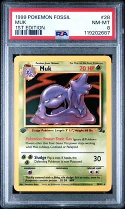 1999 POKEMON FOSSIL #28 MUK 1ST EDITION PSA 8 Recent Graded Non-Holo - Image 1
