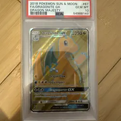 PSA 10 Gem Mint Dragonite GX Full Art FA 67/70 2018 Pokemon Dragon Majesty Holo - Image 1