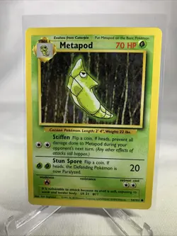 Metapod 54/102 Common Lightly Played Pokemon Base Set Unlimited - Image 1