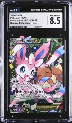 CGC 8.5 NM MINT + Sylveon EX RC32/RC32 Radiant Collection Generations Pokemon - Image 1