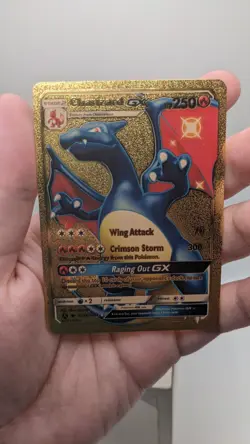 Nintendo Pokemon Blue Charizard GX HP250 Gold Foil Metal Fan Art Card SV49/SV94 - Image 3