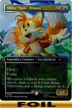 1x - Miles "Tails" Prower - FOIL BORDERLESS - #2085 - Secret Lair Sonic MTG - Image 1