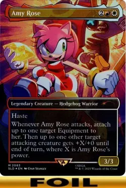 1x - Amy Rose - FOIL BORDERLESS - #2083 - Secret Lair Super Sonic MTG - Image 1