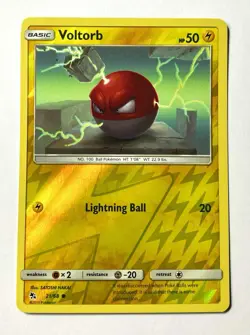 Pokemon Voltorb 21/68 Hidden Fates 2019 Reverse Holo Rare TCG Card - NM - Image 1