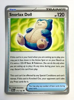 Snorlax Doll 175/182 Uncommon - Paradox Rift Pokemon - Pack Fresh Near Mint NM! - Image 1