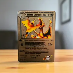 Blaine’s Charizard Gold Foil 100hp Fan Art Display Card Flame Jet - Image 1