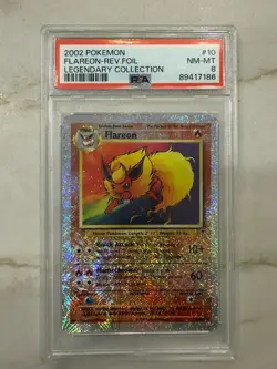 Pokemon TCG Flareon Legendary Collection Reverse Holo Holo Rare Card 10/110 PS8 - Image 1